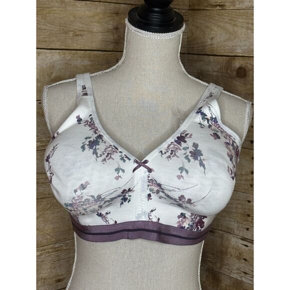 CACIQUE FLORAL PRINT UNLINED WIRE FREE FULL COVERAGE EVERYDAY ADJUSTABLE BRA - Picture 4 of 7